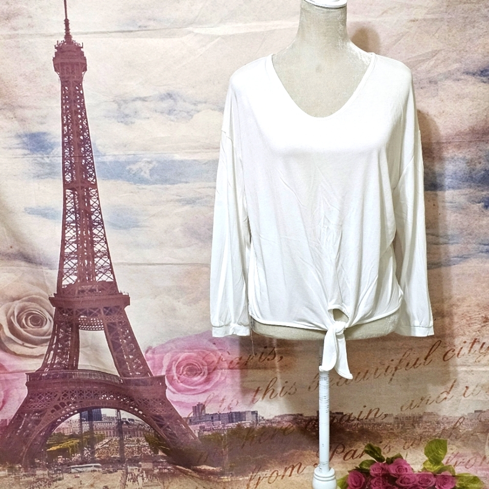 Piko 1988 White Tie-Front Blouse Sz S